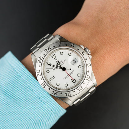 Rolex Explorer II 16570 SS AT White Dial