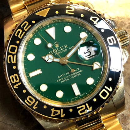 Rolex Gmt-Master Ii 18K Yellow Gold Green Dial 40Mm 116718