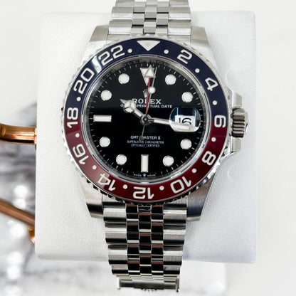 Rolex Gmt-Master Ii Blue And Red Pepsi Bezel Jubilee Bracelet Automatic Black Dial Mens Watch 126710Blro