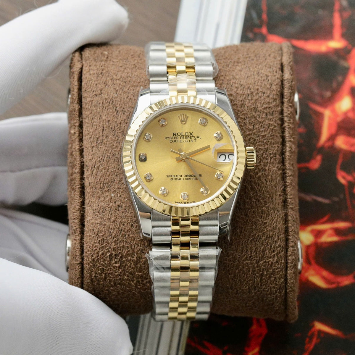 Rolex Lady Datejust Champagne Diamond Dial Steel And 18K Yellow Gold Automatic Watch