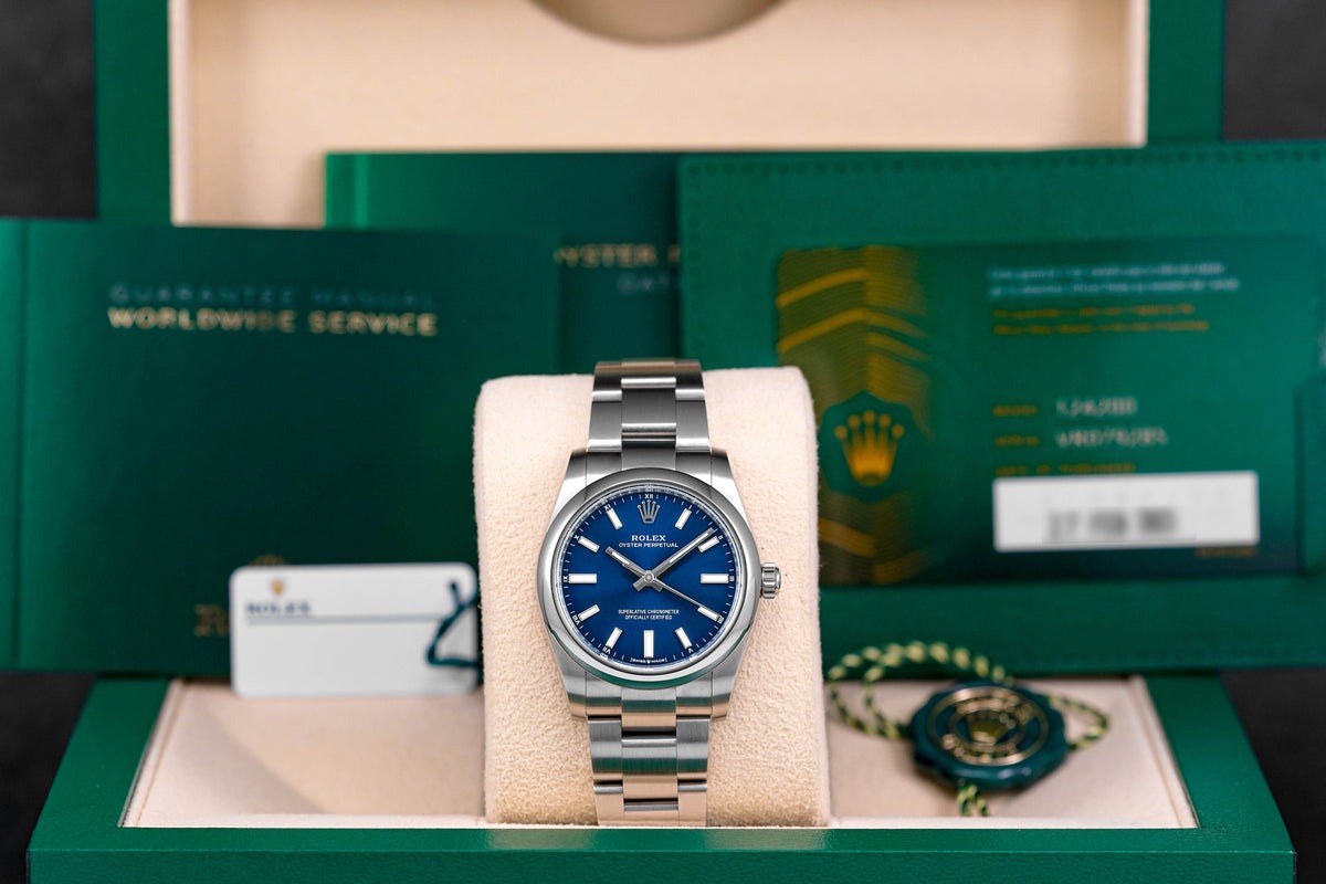 Rolex Oyster Perpetual 34Mm Blue
