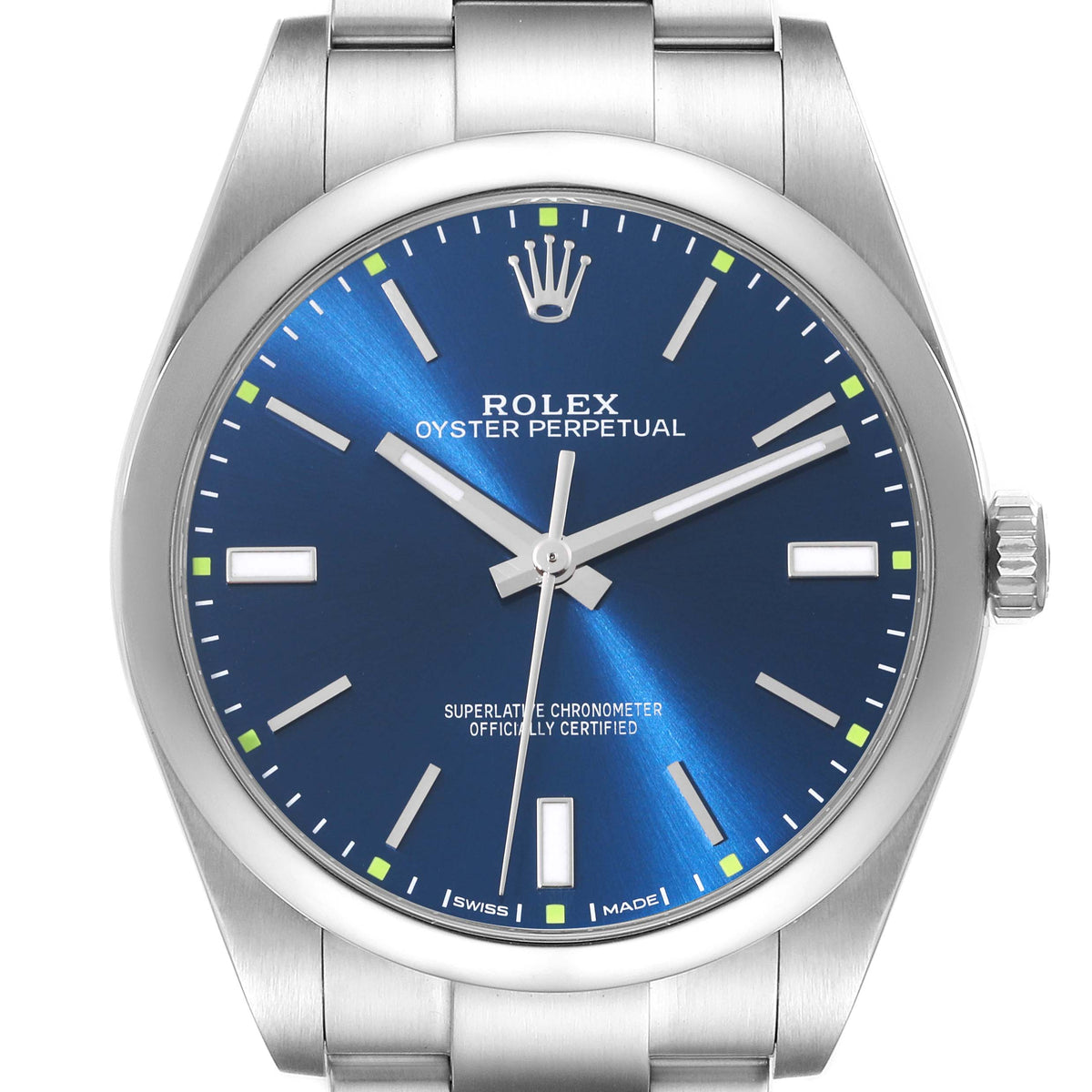 Rolex Oyster Perpetual Blue Dial Stainless Steel Case And Bracelet