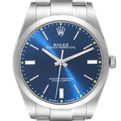 Rolex Oyster Perpetual Blue Dial Stainless Steel Case And Bracelet