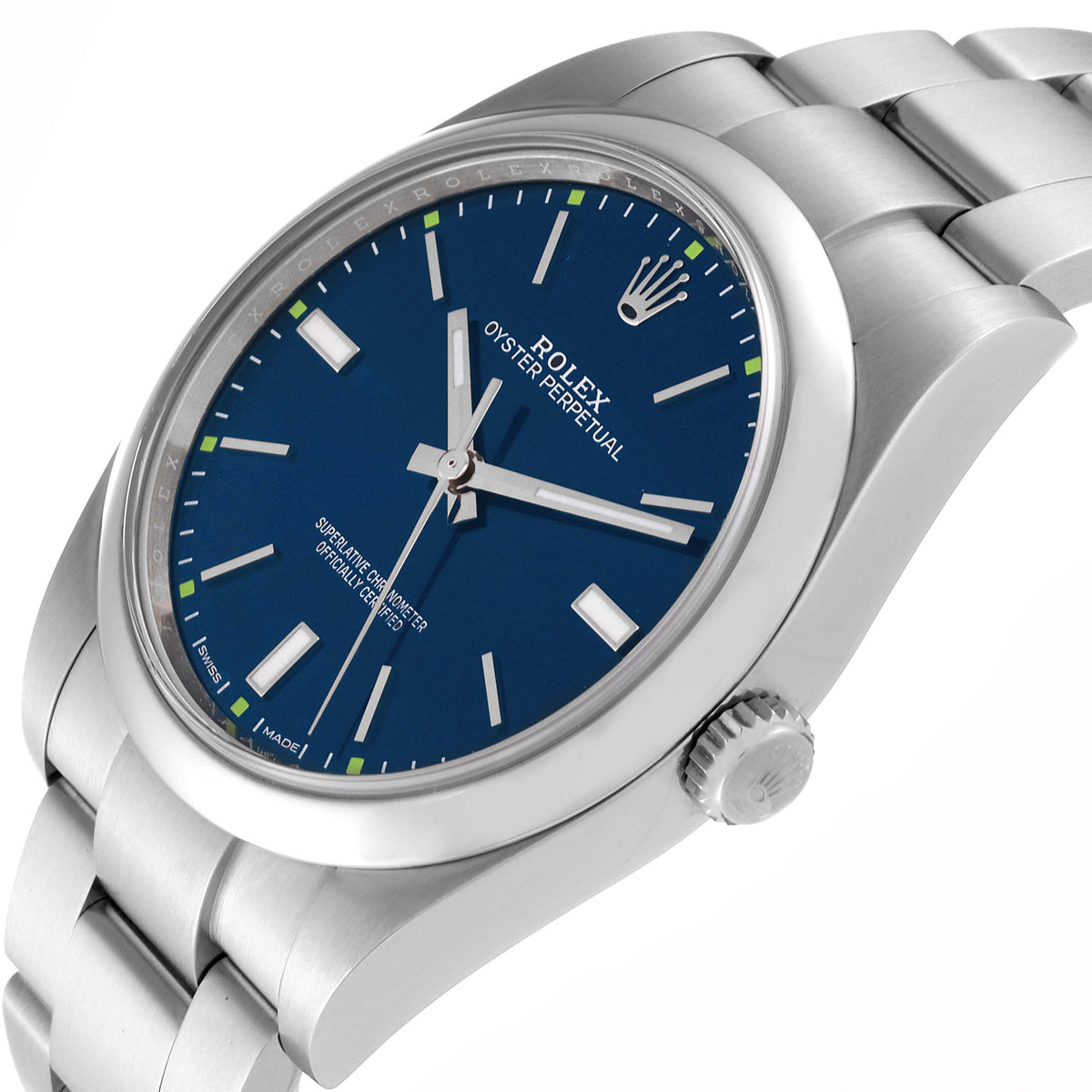Rolex Oyster Perpetual Blue Dial Stainless Steel Case And Bracelet