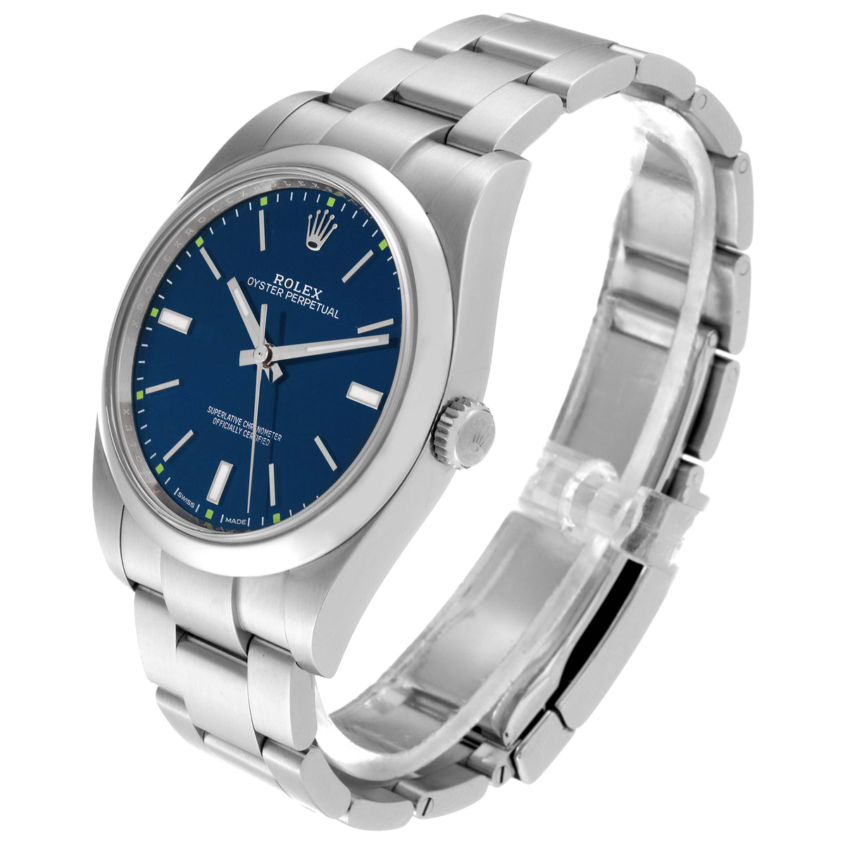 Rolex Oyster Perpetual Blue Dial Stainless Steel Case And Bracelet