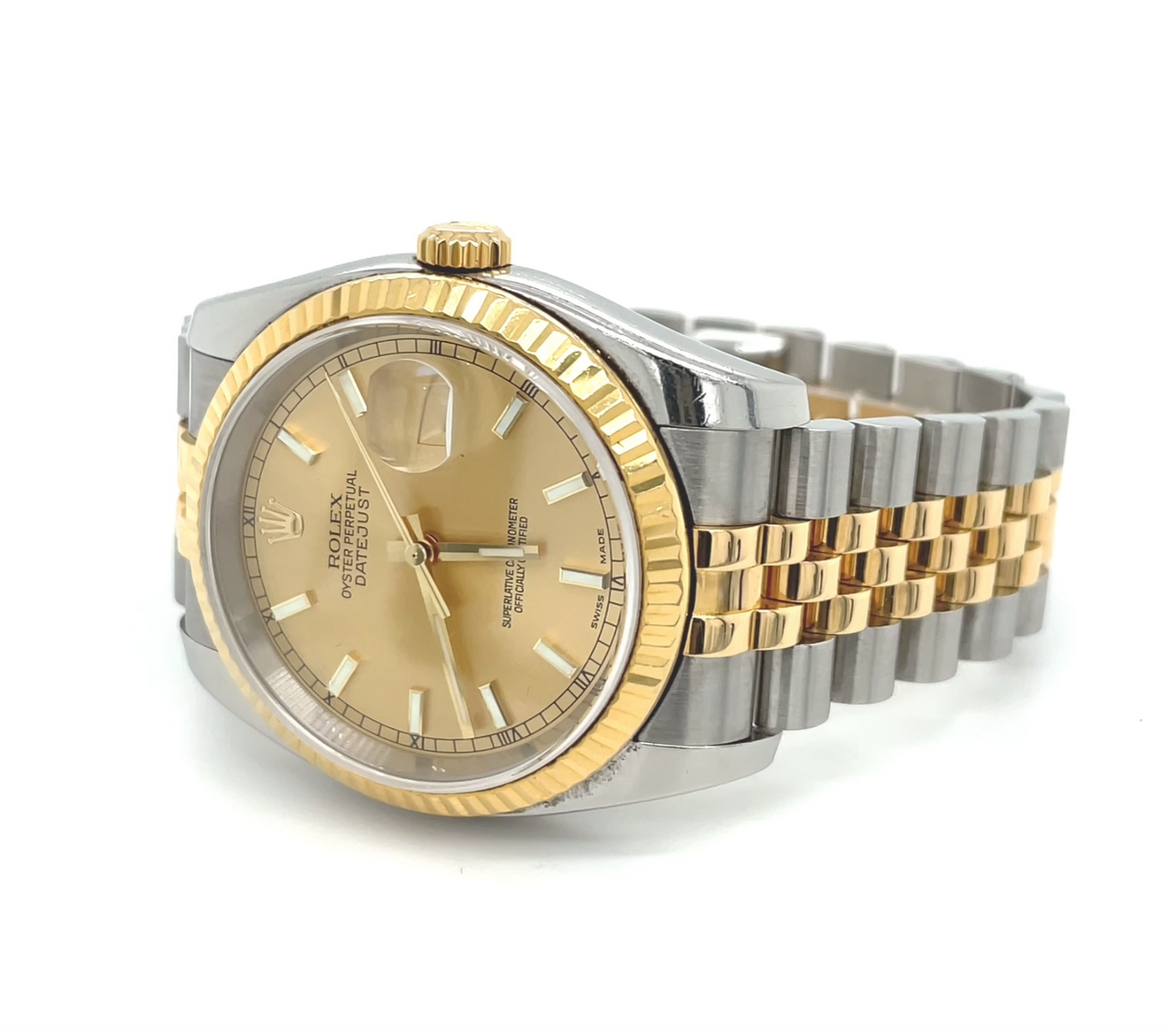 Rolex Oyster Perpetual Datejust 36 Champagne Dial Stainless Steel and 18K Yellow Gold Jubilee Bracelet Automatic Men's Watch 116233CSJ