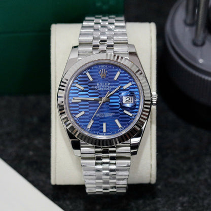 Rolex Steel Datejust 41Mm Jubilee Blue Motif 126334-0032 New