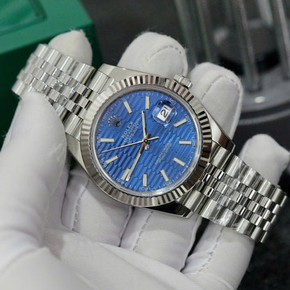 Rolex Steel Datejust 41Mm Jubilee Blue Motif 126334-0032 New