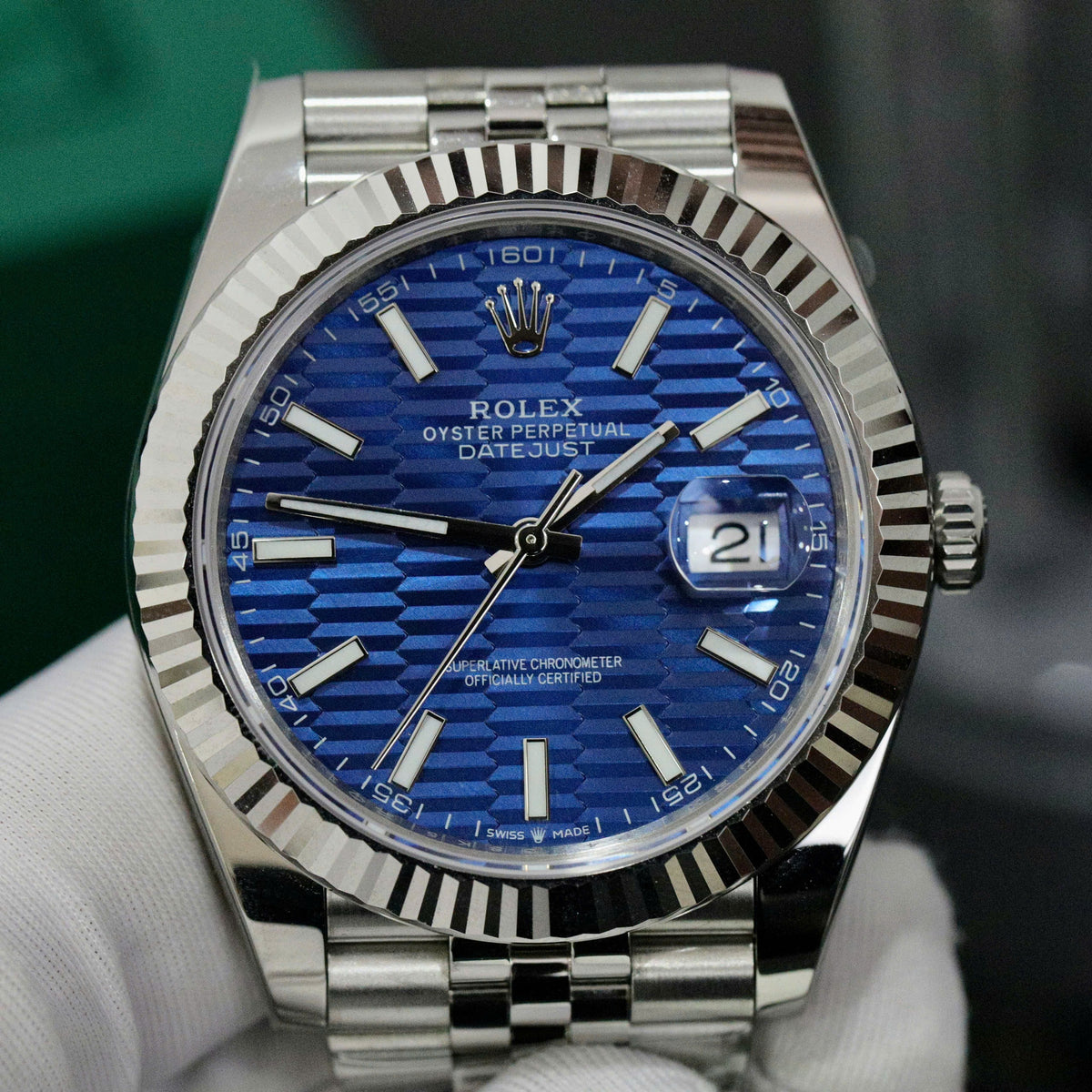 Rolex Steel Datejust 41Mm Jubilee Blue Motif 126334-0032 New