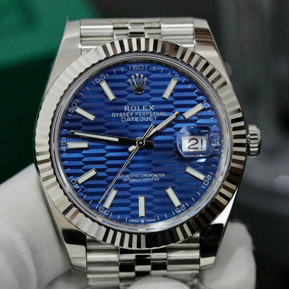Rolex Steel Datejust 41Mm Jubilee Blue Motif 126334-0032 New