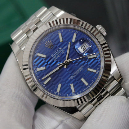 Rolex Steel Datejust 41Mm Jubilee Blue Motif 126334-0032 New