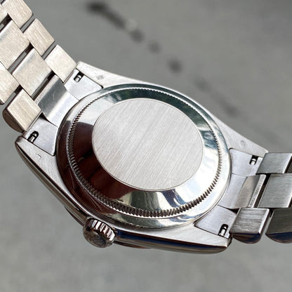Rolex Swiss Daydate Stainless Steel Ribbed Bezel Silver Dial 41995