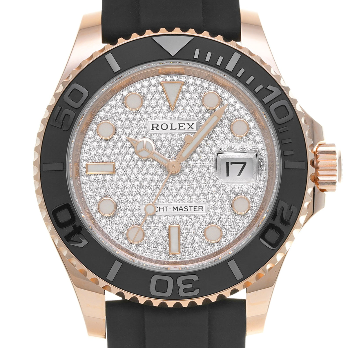 Rolex Yacht Master 40 Mm Everose Gold Diamond Paved Dial Oyster Bracelet M126655 0005
