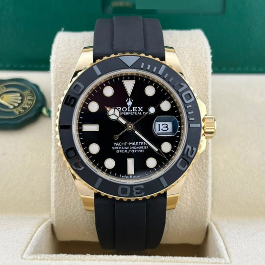 Rolex Yacht-Master 42 18k Yellow Gold Black Dial Mens Watch 226658-0001