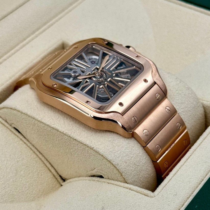 Santos De Cartier Skeleton Dial Large model, rose gold. Model WHSA0016