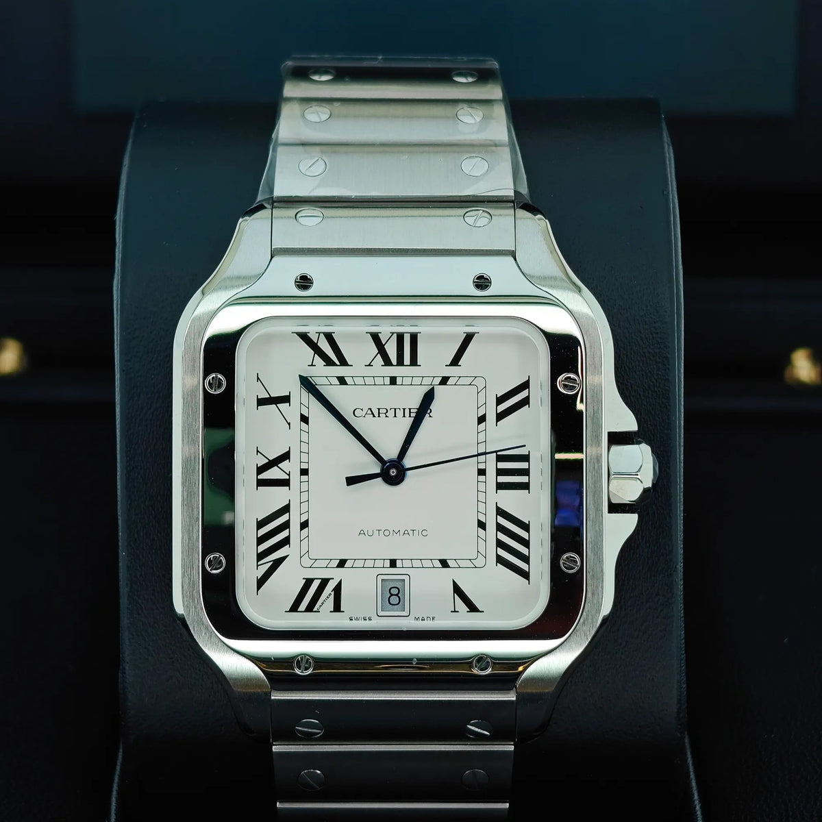 Santos De Cartier Watch Large Model Automatic Movement Steel Interchangeable Metal And Leather BraceletsWSSA0018