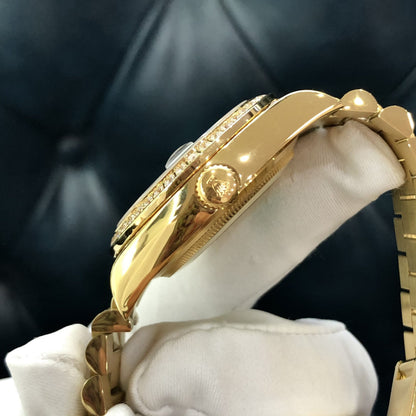 Swiss Rolex Day Date Diamond Pave Gold Dial Gold Diamond Bracelet 1453954