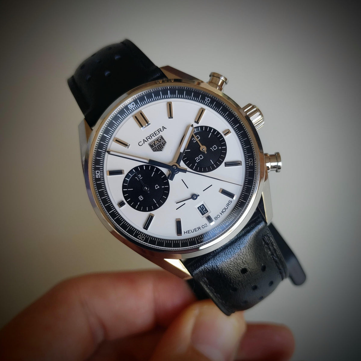 TAG Heuer Carrera 42mm Mens Watch Leather Watches Of Switzerland Exclusive CBN2018