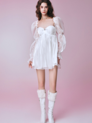 Angelic Dream Puff Sleeve Short Dress